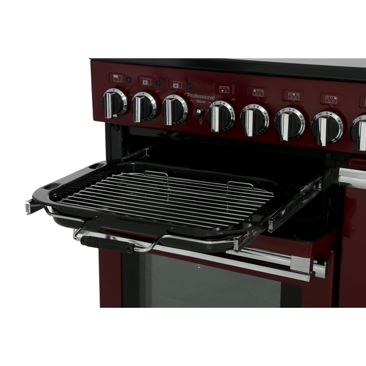Rangemaster PDL90EICY/C Professional Deluxe Cranberry / Chrome 90cm Induction Range Cooker - product image 6