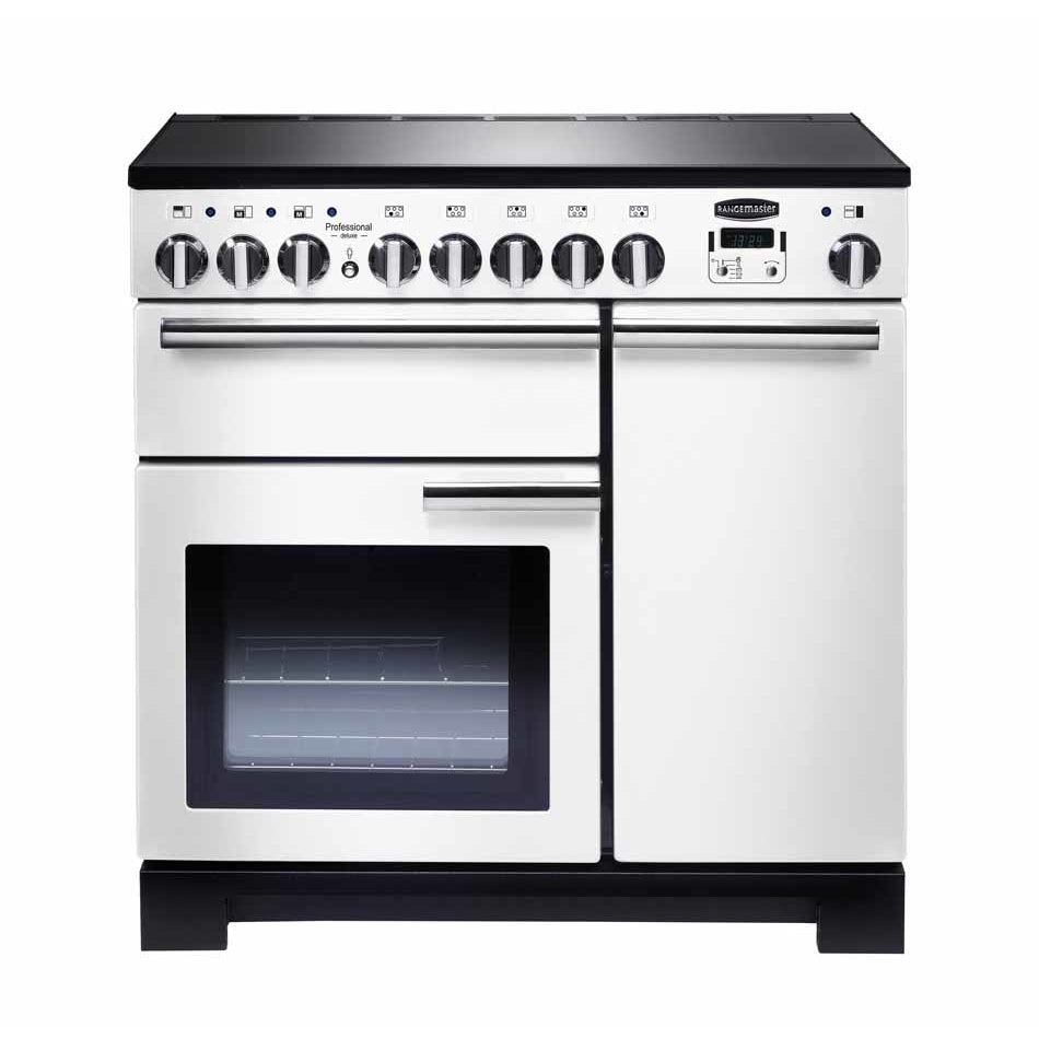 Rangemaster PDL90EIWH/C Professional Deluxe White / Chrome 90cm Induction Range Cooker - product image 1