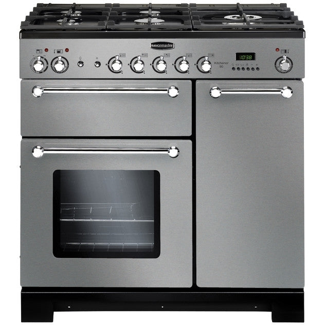Rangemaster KCH90DFFSS/C Kitchener Stainless Steel / Chrome 90cm Dual Fuel Range Cooker - product image 1