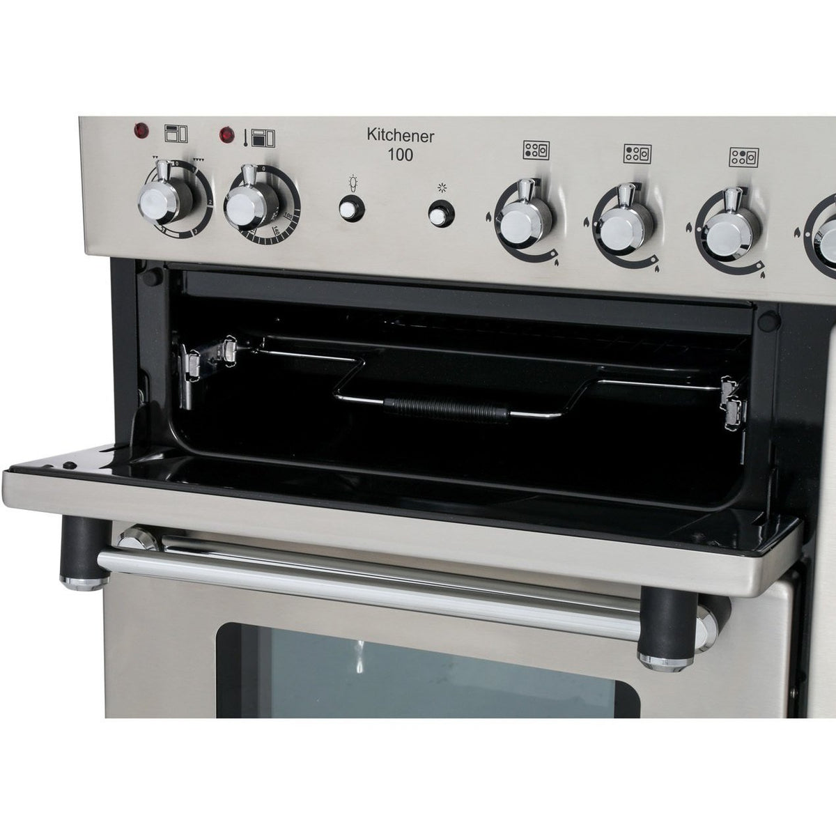 Rangemaster KCH100DFFBL/C Kitchener Black / Chrome 100cm Dual Fuel Range Cooker - product image 10