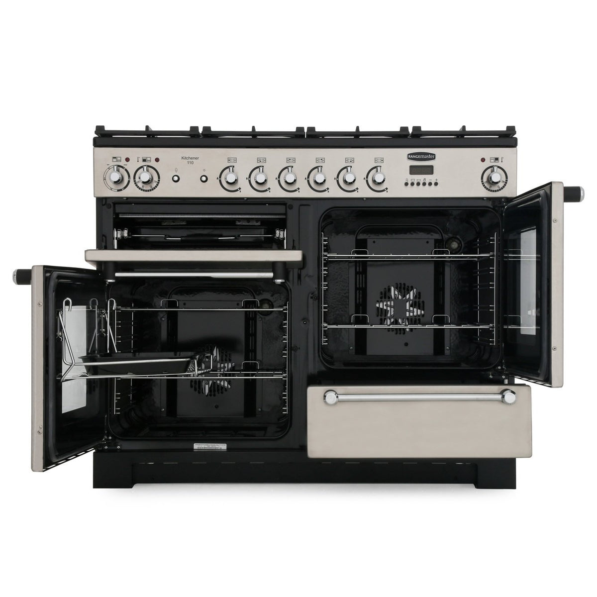 Rangemaster KCH110DFFSS/C Kitchener Stainless Steel / Chrome 110cm Dual Fuel Range Cooker - product image 5