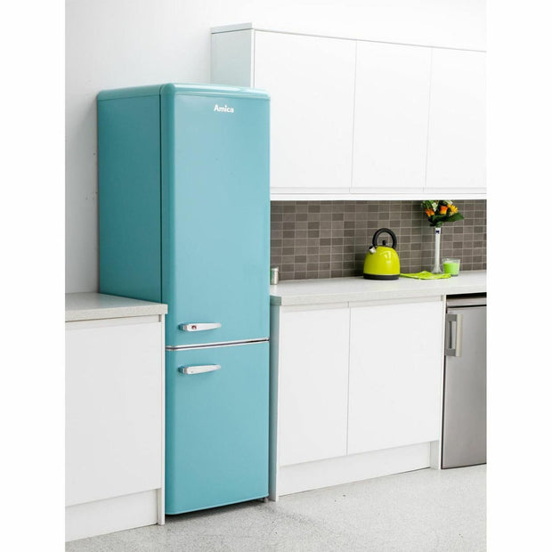 Amica FKR29653DEB Retro Static Fridge Freezer, 60/40, Blue, E Rated - Amica FKR29653DEB product image 2 at Appliances Arena