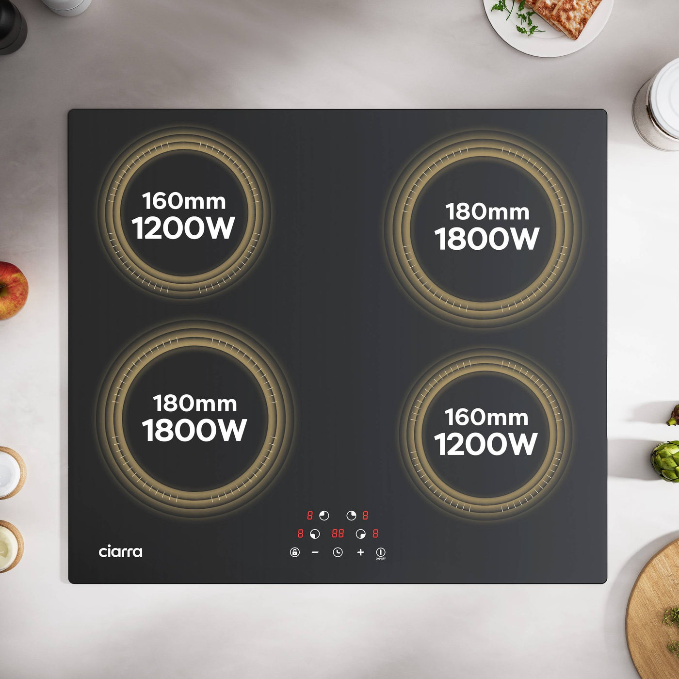 CIARRA Built-in Induction Hob with 4 Zones 9 Power Levels CABBIH4-A