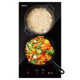CIARRA 29cm Built-in Ceramic Hob 2 Zone 2900W Electric Hob with UK Plug Vertical Space-Saving Design Works with All Cookware CBBCH292T-OW