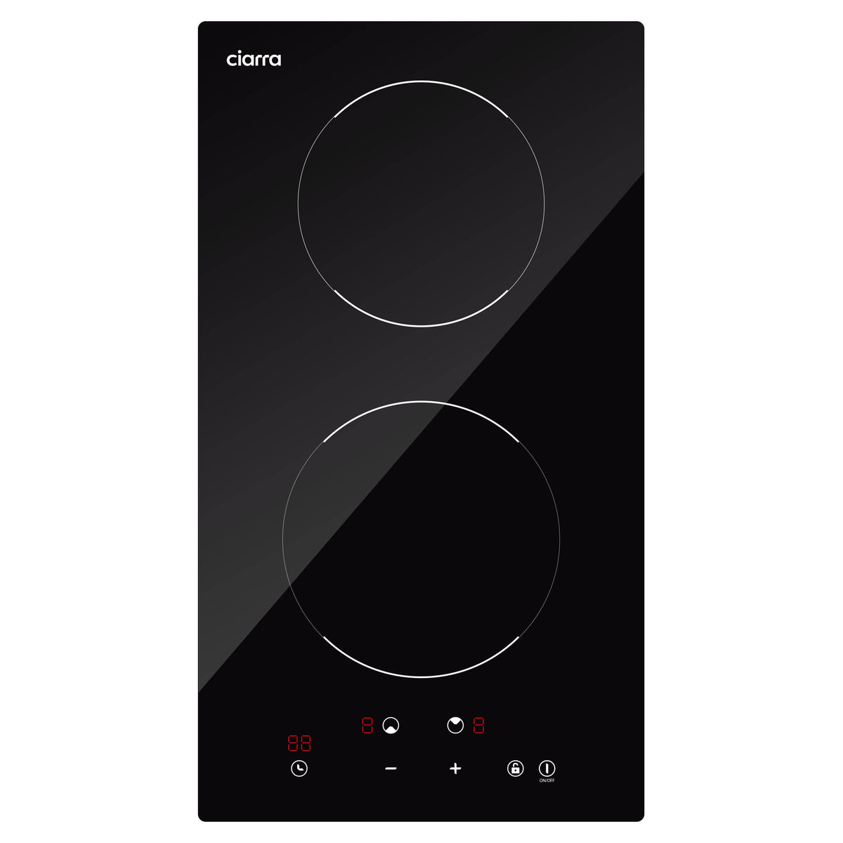 CIARRA 29cm Built-in Induction Hob 2 Zone 2900W Electric Cooktop with UK Plug & Child Lock CBBIH292T-OW