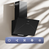Ciarra 60cm Inclined Angled Cooker Hood Recirculation or Extraction Modes Stainless Steel Design in Black CBCB6762A-OW