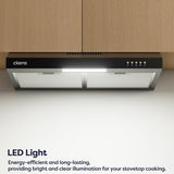 CIARRA 60cm Slim Cooker Hood in Black Under Cabinet CBCB6903D-B