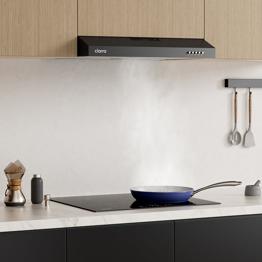 CIARRA 60cm Slim Cooker Hood in Black Under Cabinet CBCB6903D-B