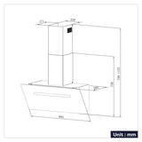 CIARRA 90cm Glass Angled Cooker Hood With Touch Control Booster A+++ CBCB9736F-B