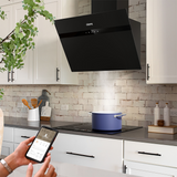 CIARRA 60cm Frosted Glass Angled Cooker Hood Anti-Fingerprint A+++ Wifi & Touch Control CBCG6736H-G