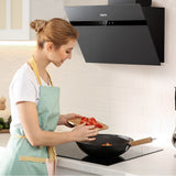 CIARRA 60cm Frosted Glass Angled Cooker Hood Anti-Fingerprint A+++ Wifi & Touch Control CBCG6736H-G
