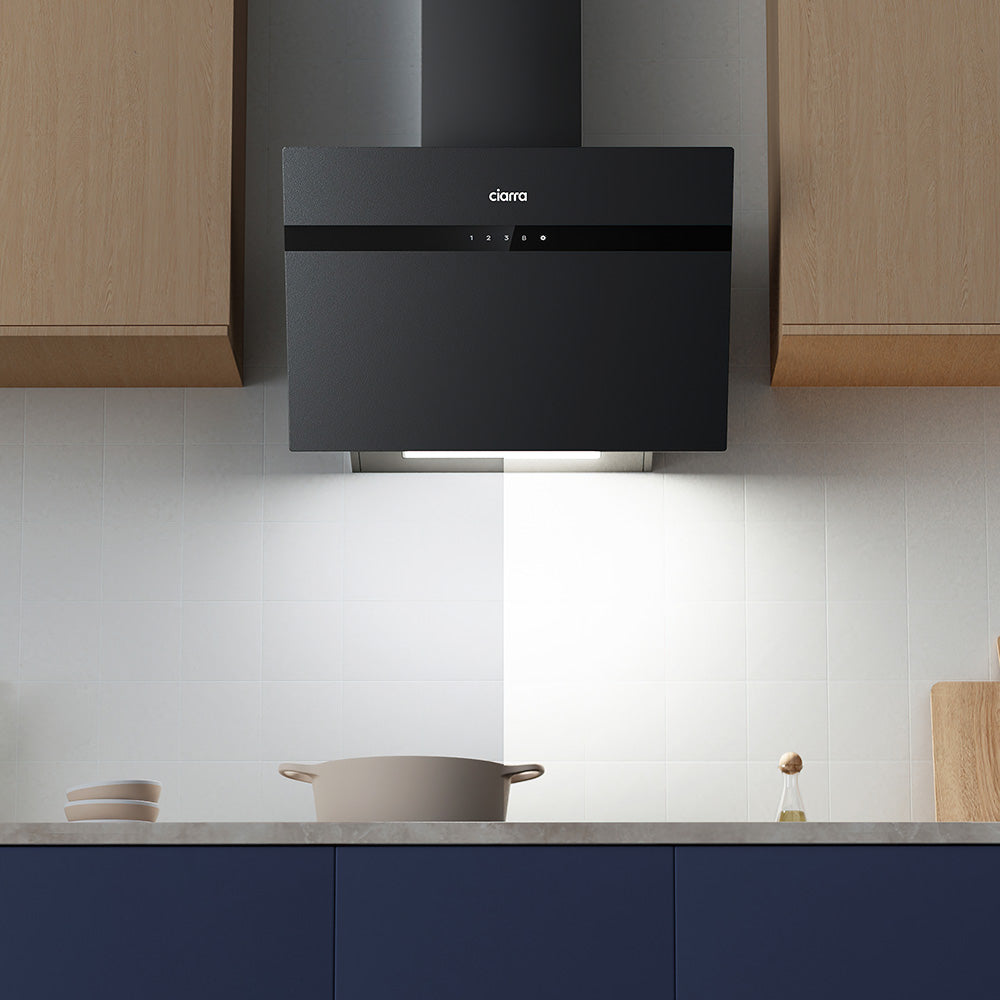 CIARRA 60cm Frosted Glass Angled Cooker Hood Anti-Fingerprint A+++ Wifi & Touch Control CBCG6736H-G