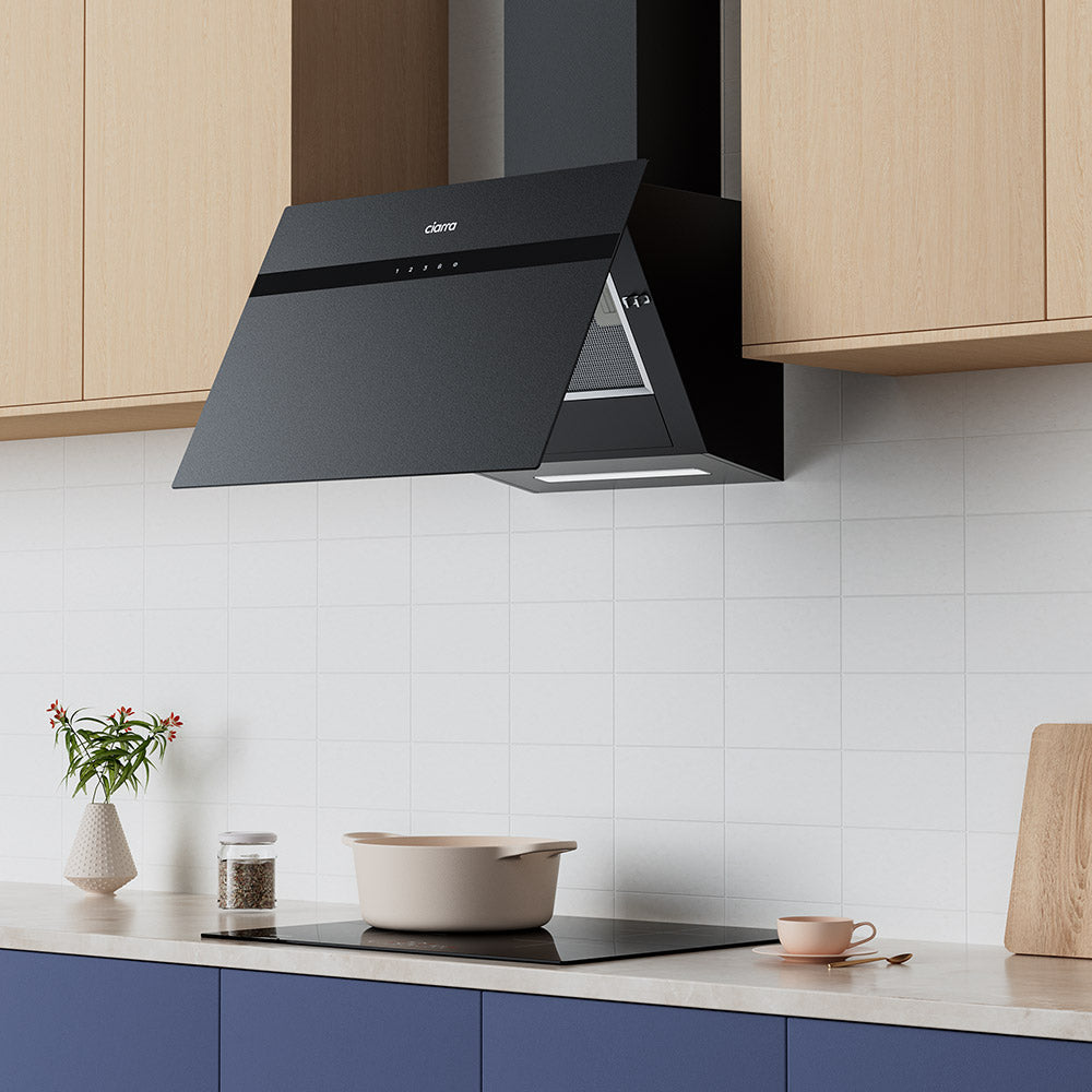 CIARRA 60cm Frosted Glass Angled Cooker Hood Anti-Fingerprint A+++ Wifi & Touch Control CBCG6736H-G