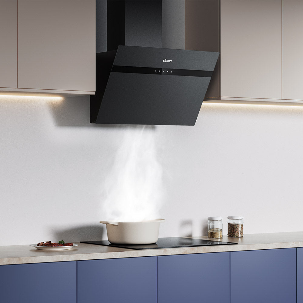 CIARRA 60cm Frosted Glass Angled Cooker Hood Anti-Fingerprint A+++ Wifi & Touch Control CBCG6736H-G