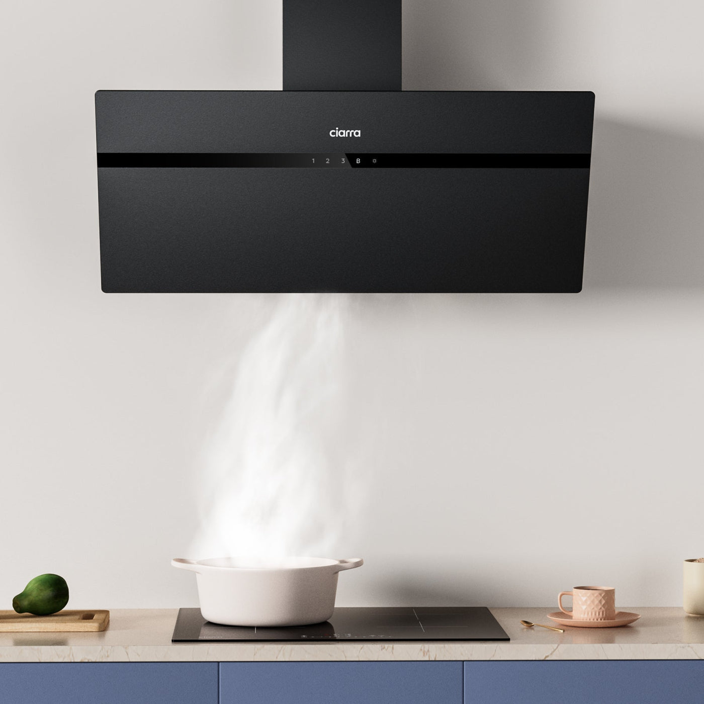 CIARRA 90cm Frosted Glass Angled Cooker Hood Anti-Fingerprint A+++ CBCG9736H-G