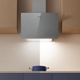 CIARRA 60cm Brushed Silver Glass Angled Cooker Hood A+++ Wifi & Touch Control CBCS6736H-S