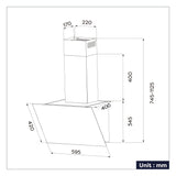 CIARRA 60cm Brushed Silver Glass Angled Cooker Hood A+++ Wifi & Touch Control CBCS6736H-S