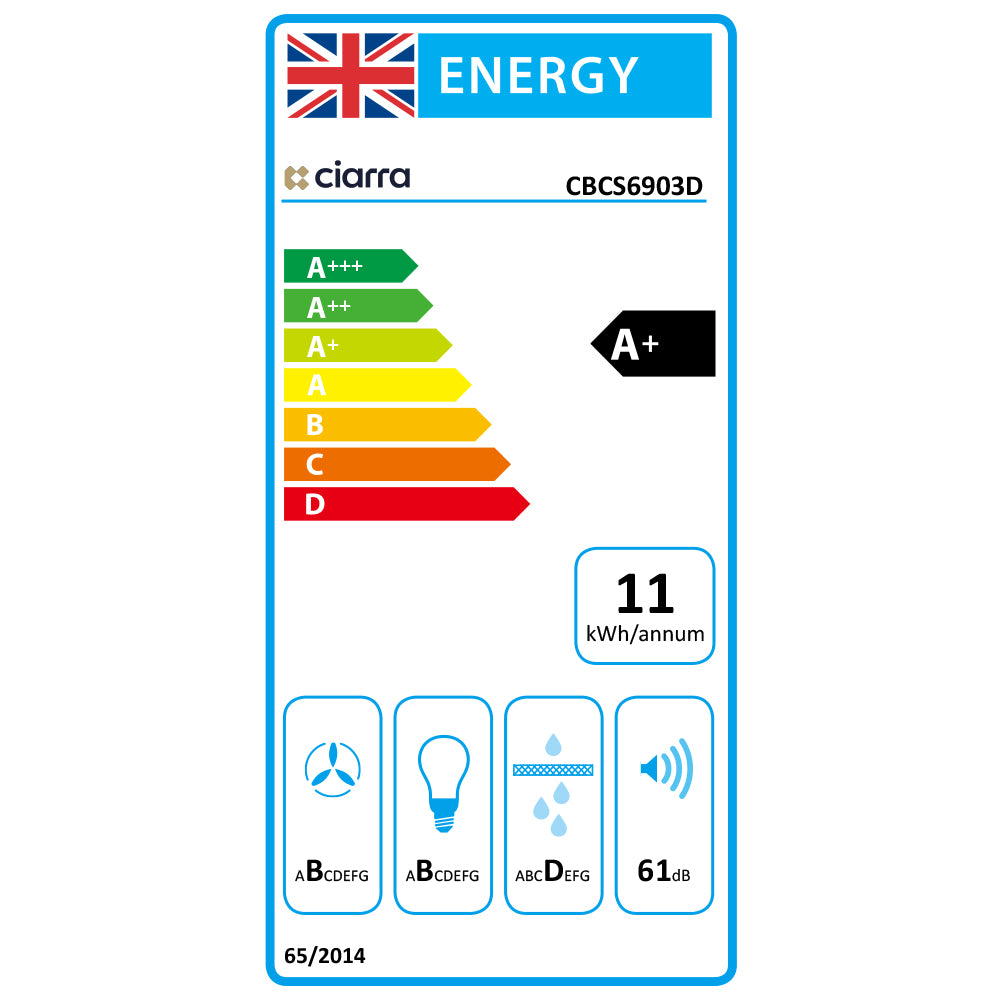 CIARRA Integrated Cooker Hood 60cm CBCS6903D-S