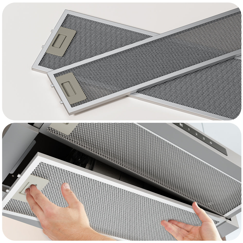 CIARRA 60cm Grey Built-in Telescopic Cooker Hood CBCS6909A-OW | A+ Rated, Touch Control, LED