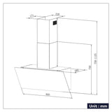 CIARRA 90cm Brushed Silver Glass Angled Cooker Hood With Touch Control A+++ CBCS9736H-S