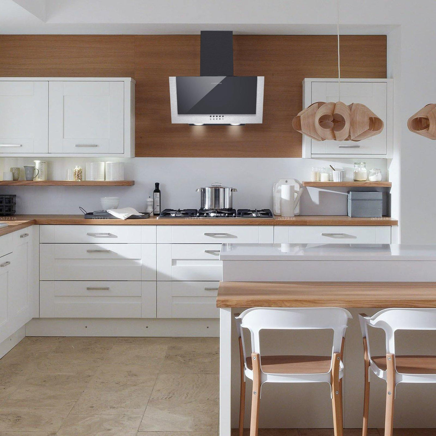 Ciarra Limited Set: 60cm Angled Cooker Hood + 4-zone Induction Hob with Boost