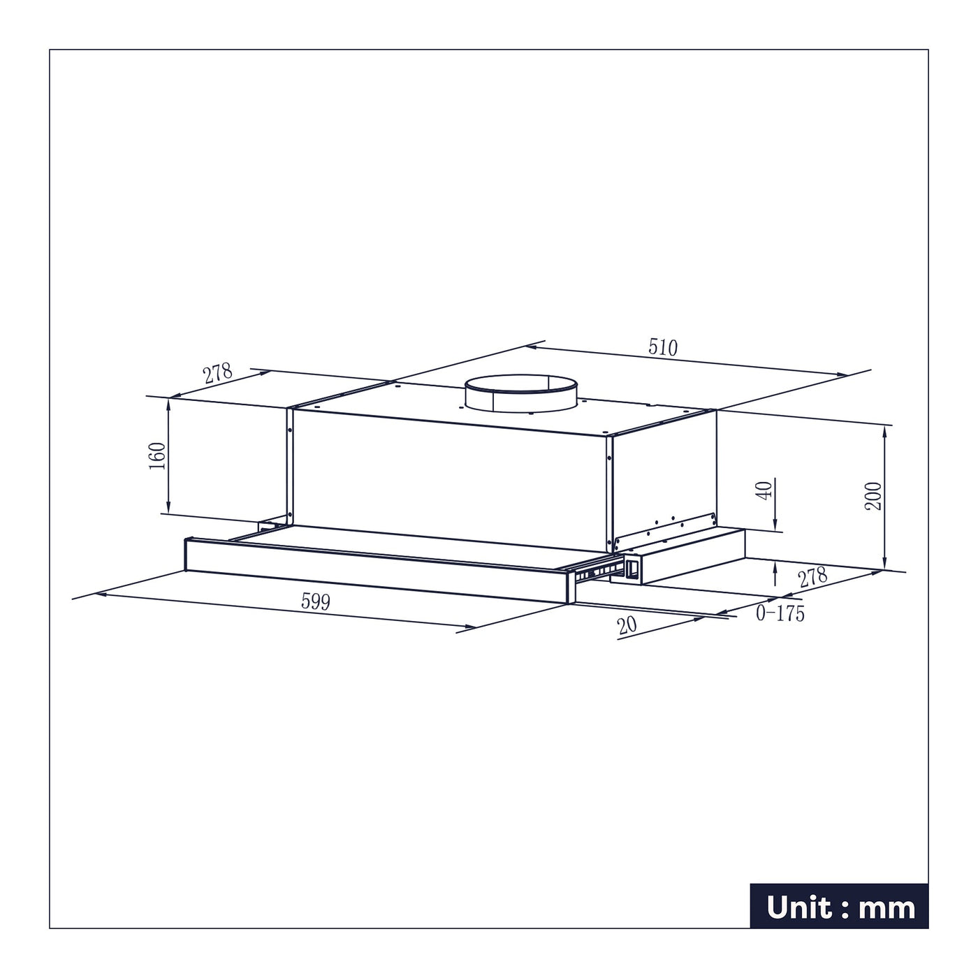 CIARRA 60cm Integrated Telescopic Cooker Hood with 2-speed Extraction CBCS6906D-OW