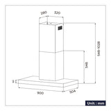 CIARRA 90cm Wall Mount Cooker Hood with Touch Control CBCS9102-OW