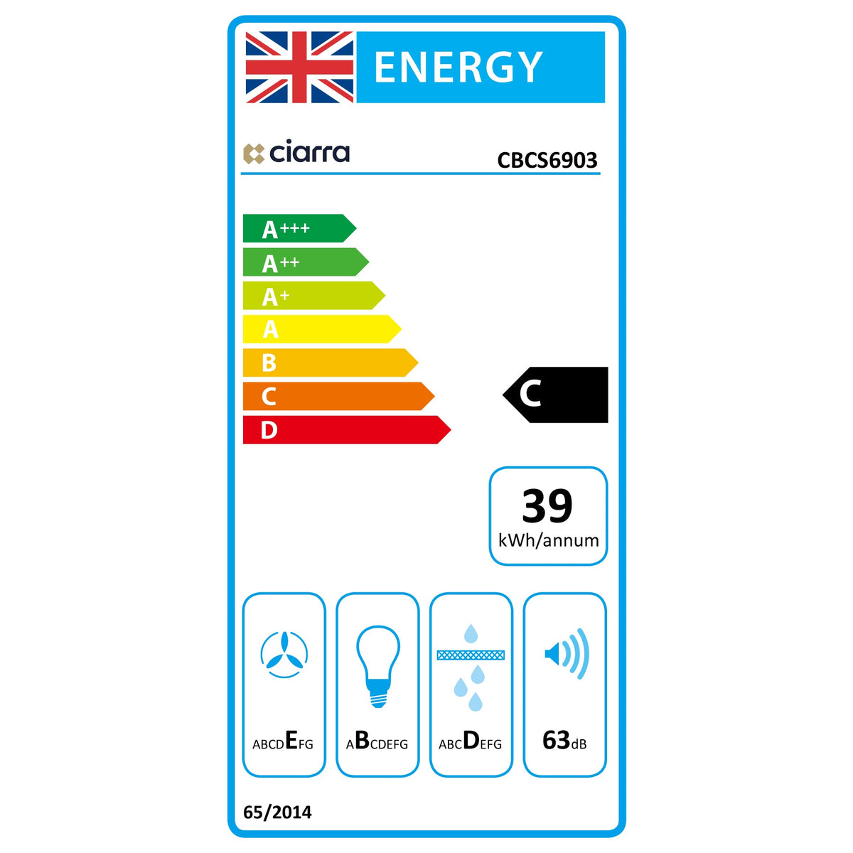 CIARRA 60cm Integrated Cooker Hood CBCS6903-OW