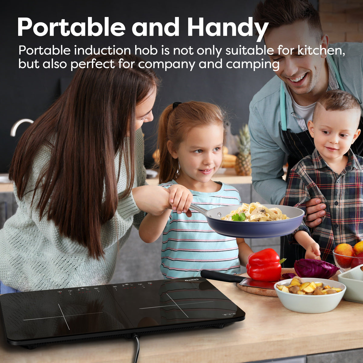 CIARRA Portable Induction Hob 13 Amp Plug 2800W Double Hotplate with Touch Control CUTIH2-OW