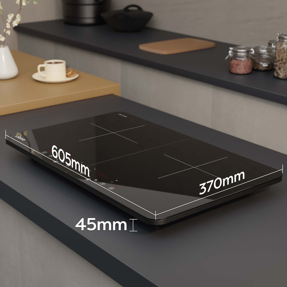 CIARRA Portable Induction Hob 13 Amp Plug 2800W Double Hotplate with Touch Control CUTIH2-OW