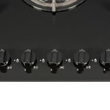 70cm Black Glass 5 Burner Gas Hob - SIA GHG703BL - London Houseware - 5