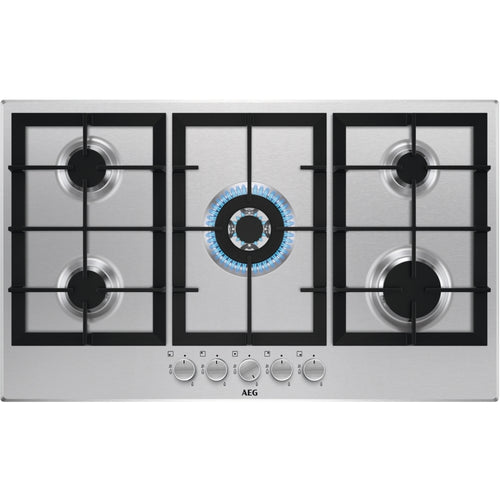 AEG HGX95320SM 3000 86cm 5 Burner Gas Hob, Stainless Steel