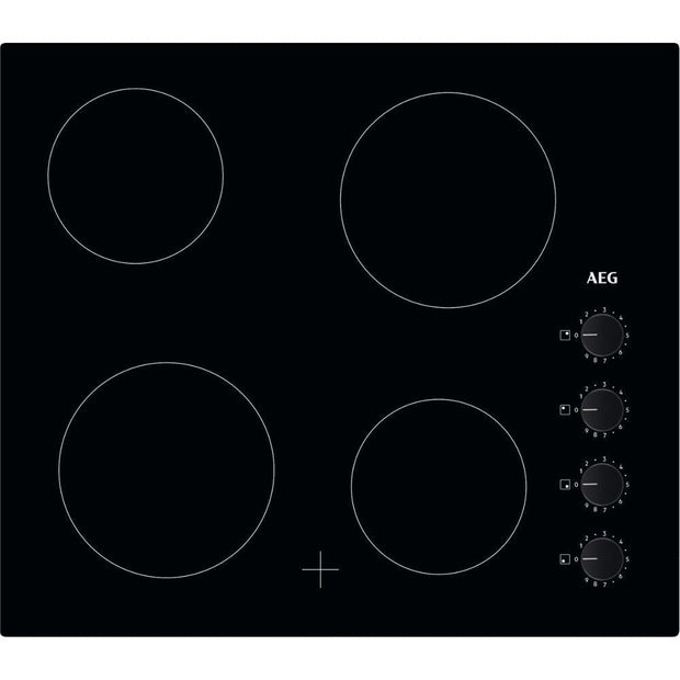 60cm Radiant 4 Zone Electric Ceramic Hob, Black - AEG HK614000CB - Naamaste London Homewares - 1