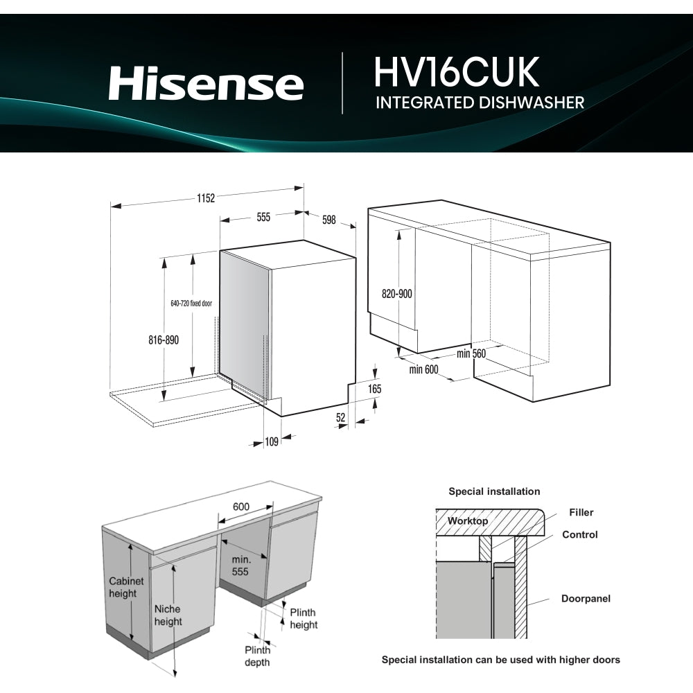 Hisense HV16CUK Integrated Dishwasher - product image 14