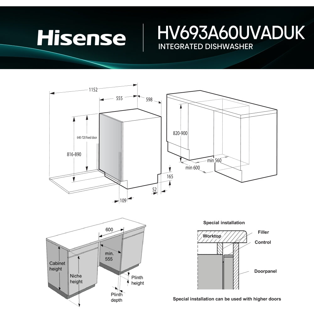 Hisense HV693A60UVADUK Integrated Dishwasher - product image 13