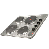 SIA 60cm 4 Zone Electric Hob /Solid Plate , Stainless Steel & Visor Cooker Hood Fan - London Houseware - 2