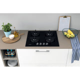 59cm Black 4 Burner Gas Hob - Indesit ING 61T/BK UK - Naamaste London Homewares - 4
