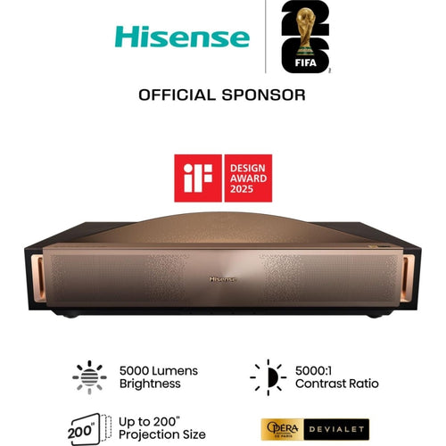 Hisense L9Q Laser Smart Television, 4K Ultra HD, Brass