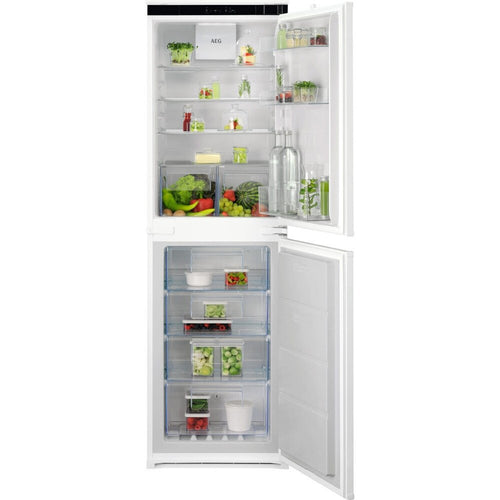 AEG NSC7T185ES Exclusiv No Frost Integrated Fridge Freezer, Sliding Hinge, 50/50, White, E Rated