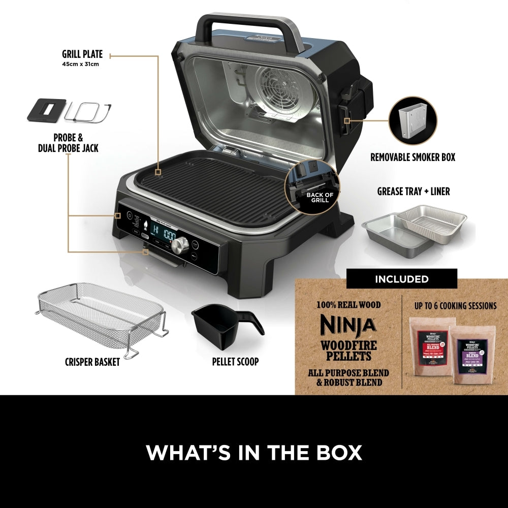 Ninja OG901UK Black & Blue Woodfire Pro Connect XL Electric BBQ Grill & Smoker - product image 13