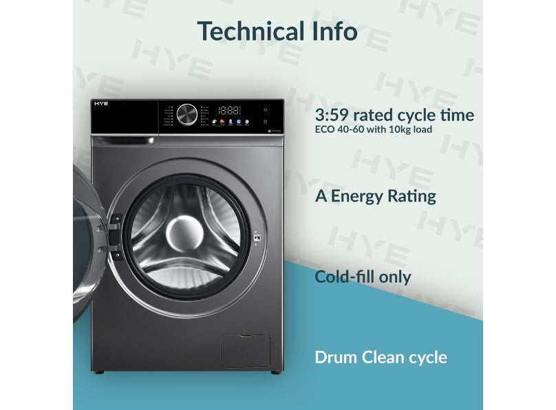 HYE 10kg Freestanding Washing Machine 1200rpm, Silver - W0110JT12DS07