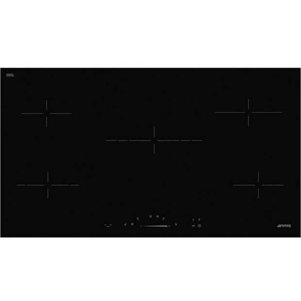 90cm 5 Zone Electric Ceramic Hob, Black Frameless - Smeg SE495ETD Naamaste London Homewares - 1
