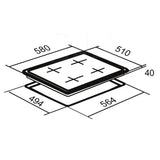 SIA 60cm Black Built In Double Oven, 4 Zone Touch Ceramic Hob & Cooker Hood - London Houseware - 7