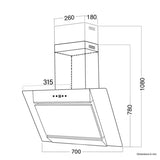 70cm Angled Cooker Hood - Stainless Steel - SIA AGL71SS - London Houseware - 6