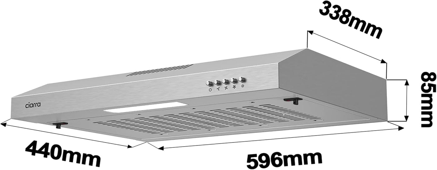 CIARRA Visor Cooker Hood 60cm – Stainless Steel CBCS6903 [Energy Class C]