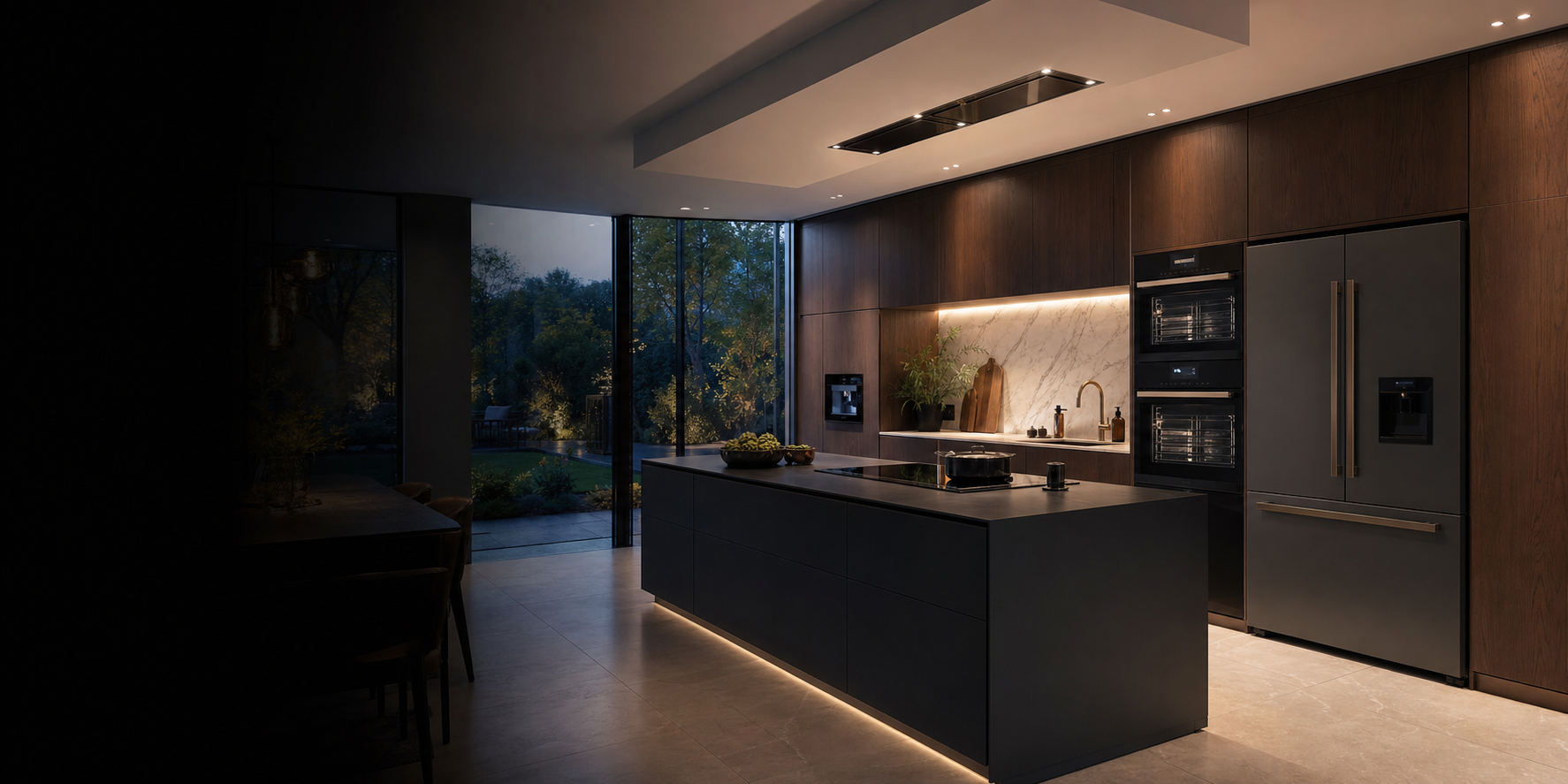 Luxury kitchen fitted with premium cooking and refrigeration appliances