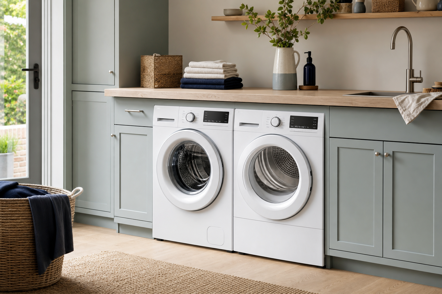Laundry appliances in a real home